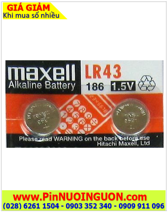 Pin LR43 186 _Pin cúc áo 15v Alkaline Maxell LR43 186 AG12 chính hãng _Cells in Japan _1viên 